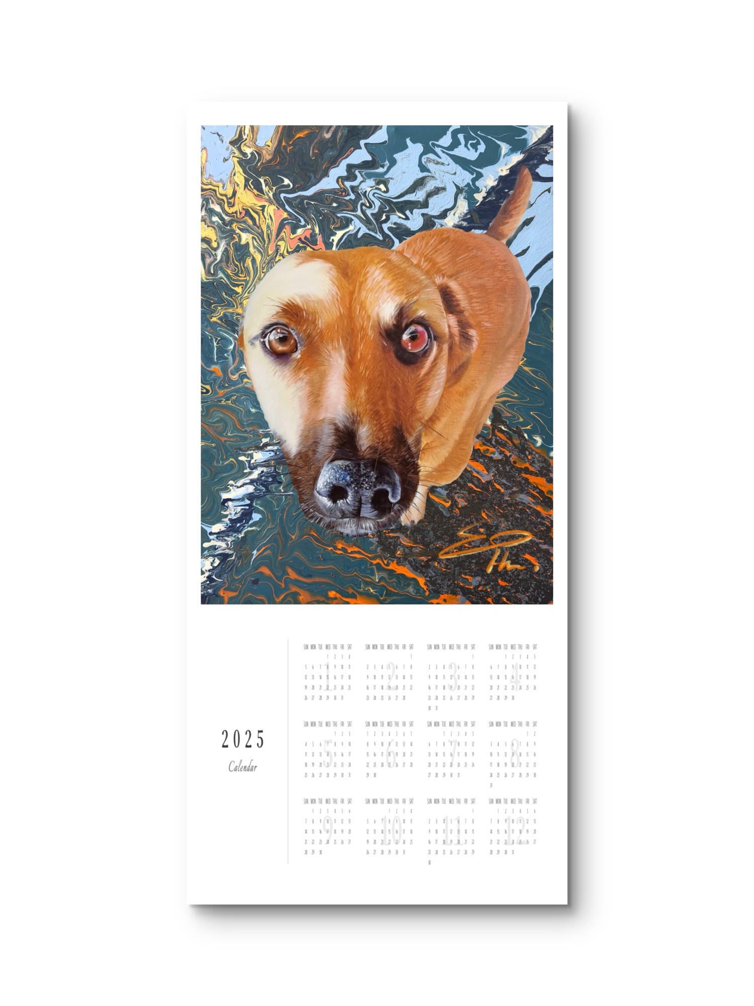 Calendar with pet portrait